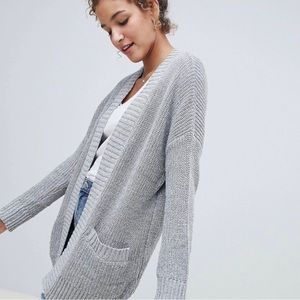 Hollister Grey Open Front Knit Cardigan Size Large New Without Tags Perfect